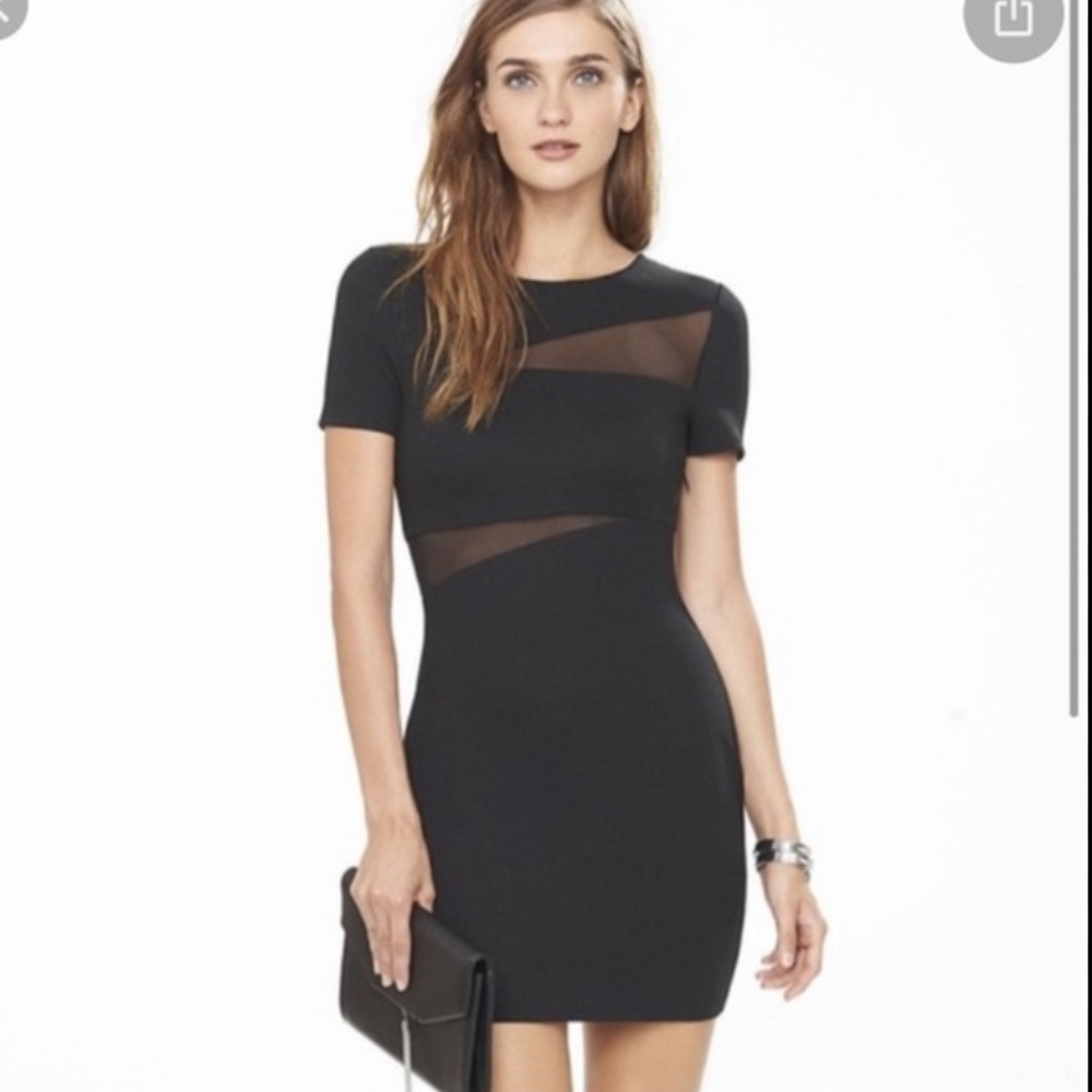 Mesh cutout Bodycon Mini Little Black Dress